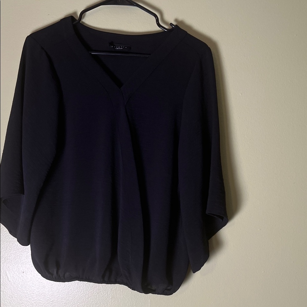 Ariella Black V-Neck Blouse flat sleeve size M